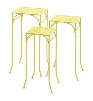 Woodland Imports 3 Piece Metal Plant Stand Set; Yellow