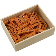 JAM Paper® Wood Clip Clothespins, Small 7/8 Inch, Orange Clothes Pins, 50/Pack (230729133)