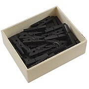 JAM Paper® Wood Clip Clothespins, Medium 1 1/8 Inch, Black Clothes Pins, 50/Pack (230729141)