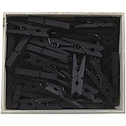 JAM Paper® Wood Clip Clothespins, Medium 1 1/8 Inch, Black Clothes Pins, 50/Pack (230729141)