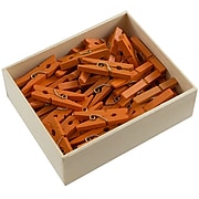 JAM Paper® Wood Clip Clothespins, Medium 1 1/8 Inch, Orange Clothes Pins, 50/Pack (230729145)