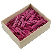 JAM Paper® Wood Clip Clothespins, Medium 1 1/8 Inch, Fuchsia Pink Clothes Pins, 50/Pack (230729149)