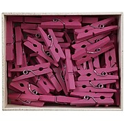 JAM Paper® Wood Clip Clothespins, Medium 1 1/8 Inch, Fuchsia Pink Clothes Pins, 50/Pack (230729149)