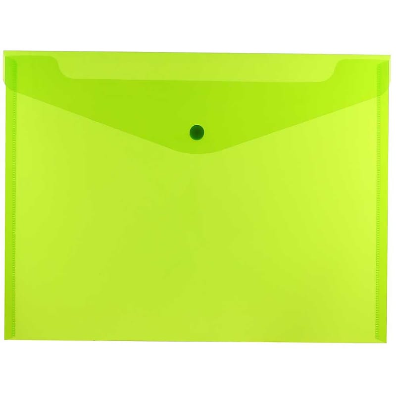 JAM Paper® Plastic Envelopes with Snap Closure, Letter Booklet, 9.75 x 13, Lime Green, 12/Pack (218S0LI) image 1