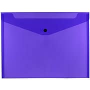 JAM Paper® Plastic Envelopes with Snap Closure, Letter Booklet, 9.75 x 13, Purple, 12/Pack (218S0PU)