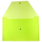 JAM Paper® Plastic Envelopes with Snap Closure, Legal Booklet, 9.75 x 14.5, Lime Green, 12/Pack (219S0LI)