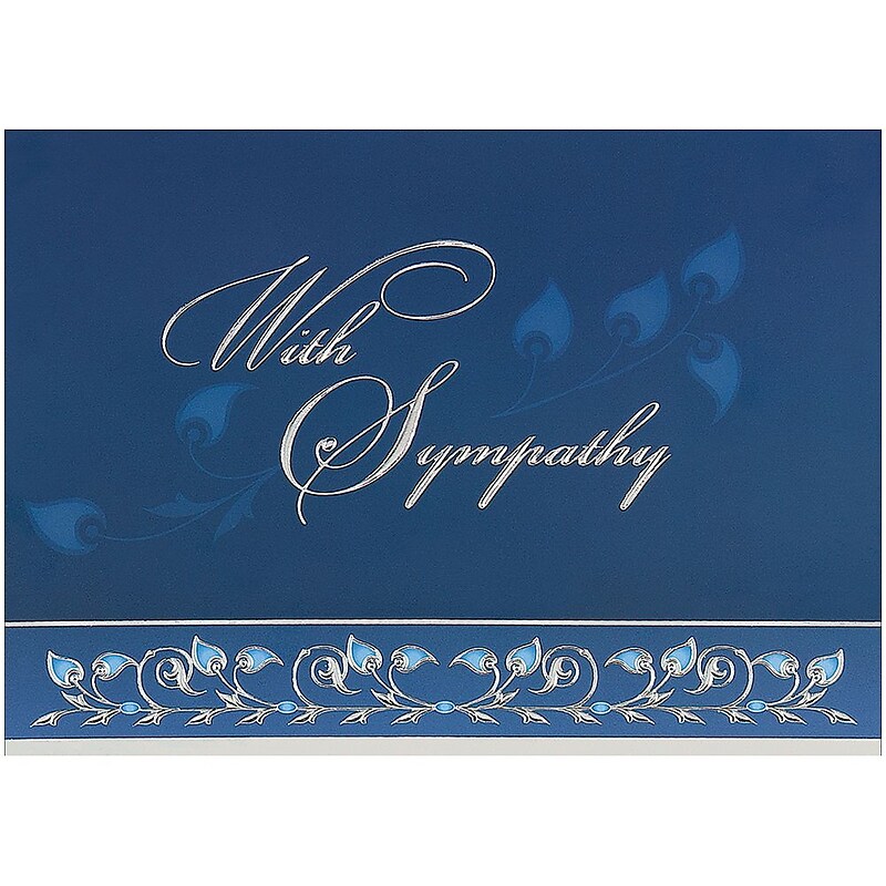 JAM Paper® Blank Sympathy Greeting Cards Set, Blue & Silver With Sympathy, 25/Pack (526BG449WB) image 1