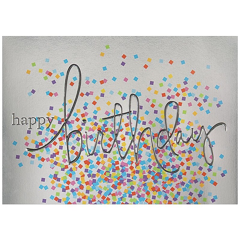 JAM Paper® Blank Birthday Cards Set, Birthday Wording with Confetti, 25/Pack (526BG501WB) image 1