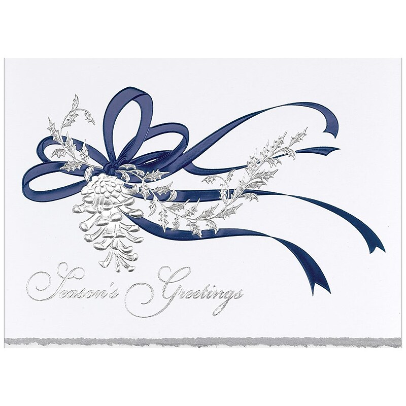 JAM Paper® Blank Christmas Cards Set, Pine Cone with Ribbon, 25/Pack (526M0120B) image 1