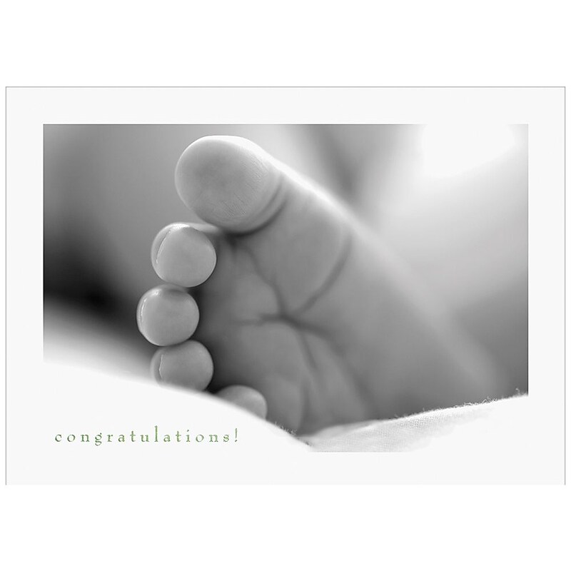 JAM Paper® Blank Congratulations Cards Set, Baby's Foot, 25/Pack (526M0158WB) image 1
