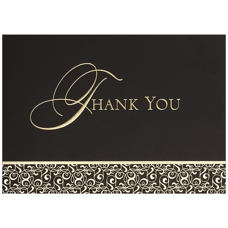 JAM Paper® Blank Thank You Cards Set, Golden Damask, 25/Pack (526M0165WB) image 1