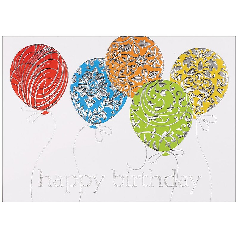 JAM Paper® Blank Birthday Cards Set, Birthday Balloons Theme, 25/Pack (526M0424WB) image 1