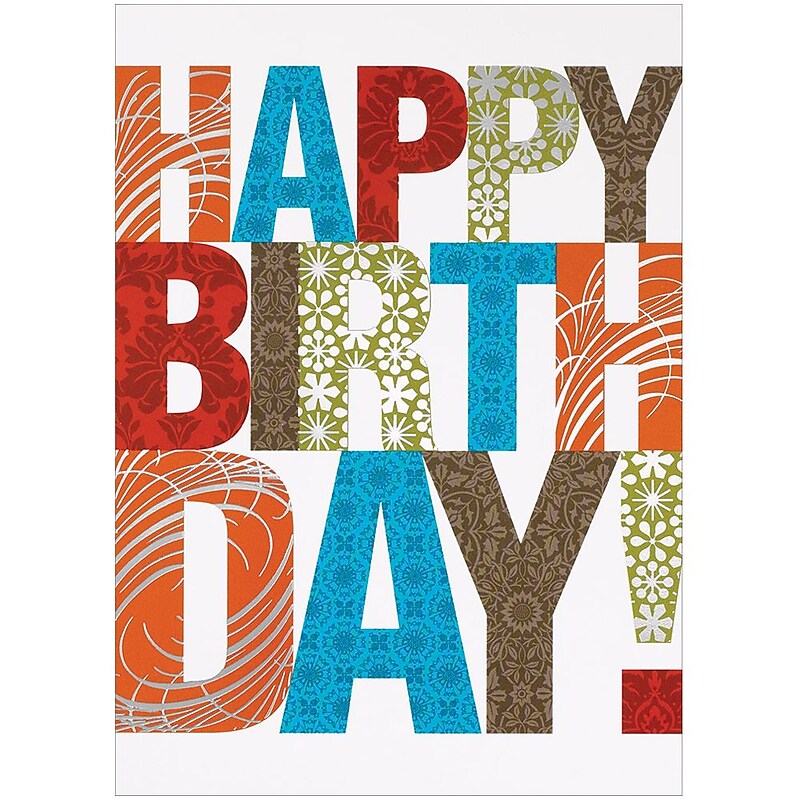 JAM Paper® Blank Birthday Cards Set, Happy Birthday Contemporary Theme, 25/Pack (526M0426WB) image 1