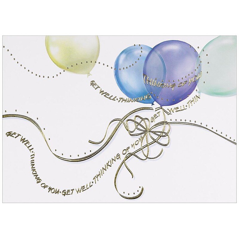 JAM Paper® Blank Sympathy Cards Set, Get Well Balloons, 25/Pack (526M0435WB) image 1