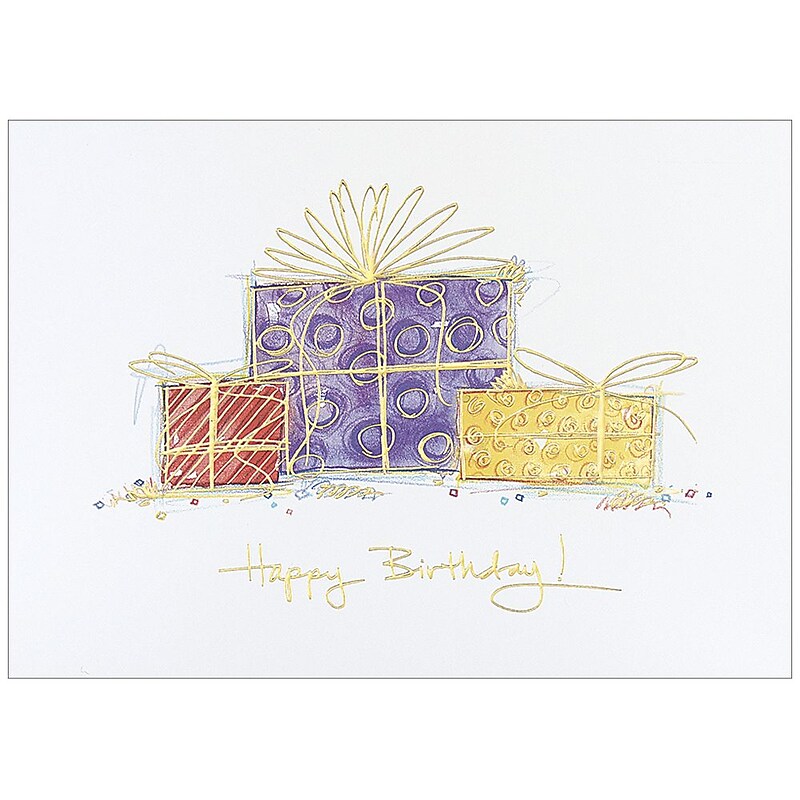 JAM Paper® Blank Birthday Cards Set, Drawn Presents, 25/Pack (526XA4152WB) image 1