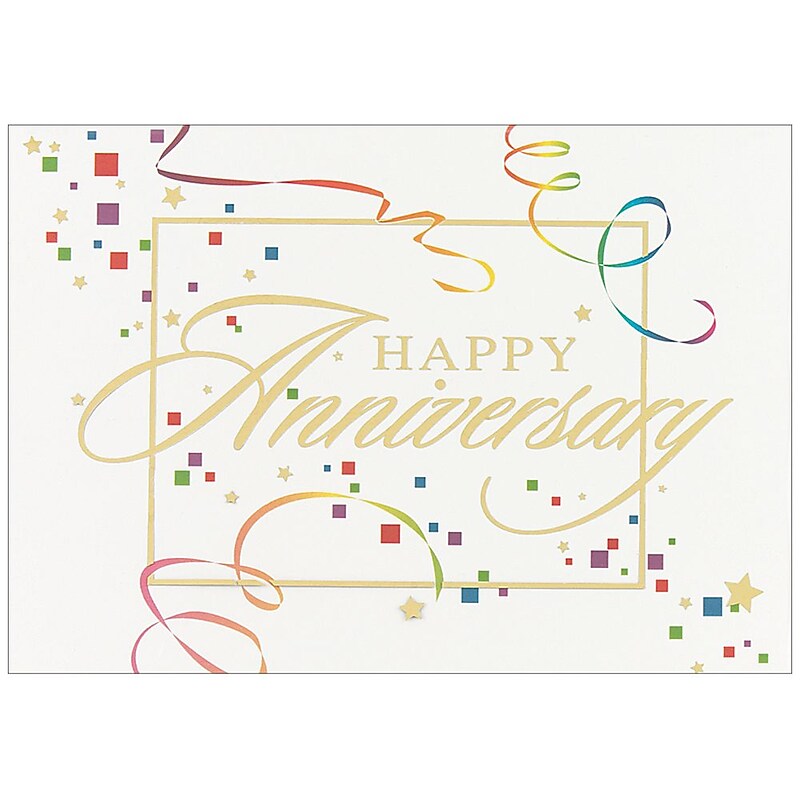JAM Paper® Blank Anniversary Cards Set, Anniversary Colorful Squares Theme, 25/Pack (526XA4241WB) image 1
