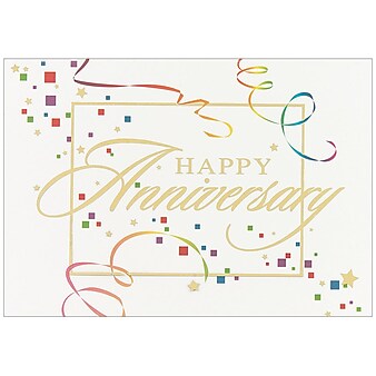 JAM Paper® Blank Anniversary Cards Set, Anniversary Colorful Squares Theme, 25/Pack (526XA4241WB)