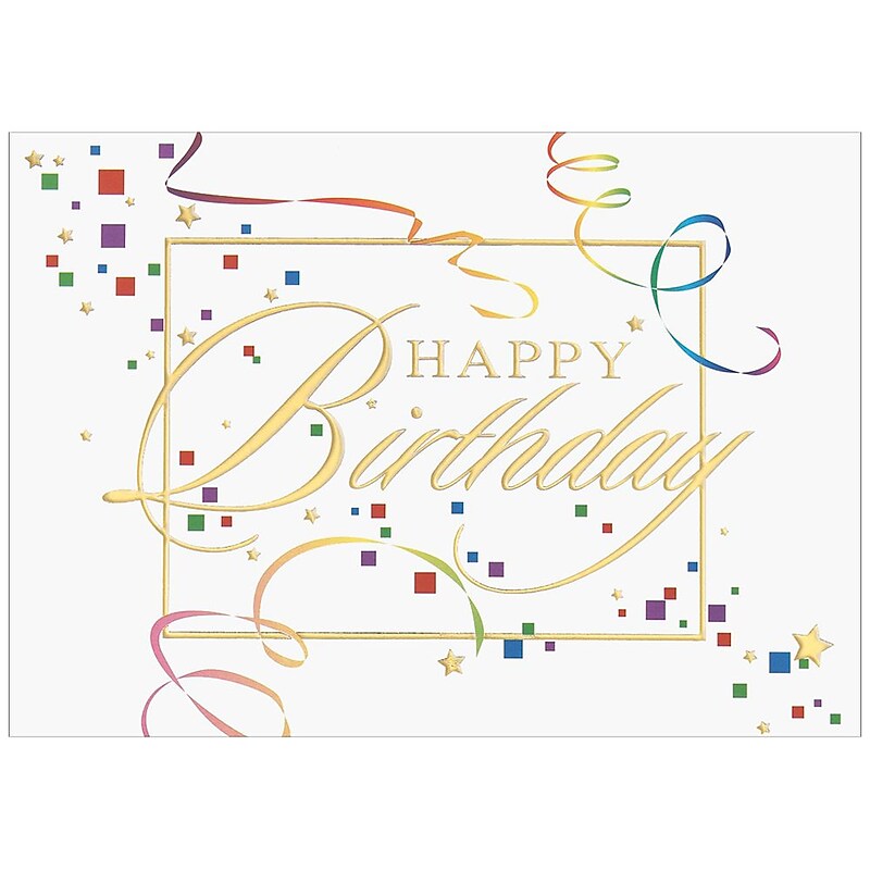 JAM Paper® Blank Birthday Cards Set, Happy Birthday Colorful Squares Theme, 25/Pack (526XA4826WB) image 1
