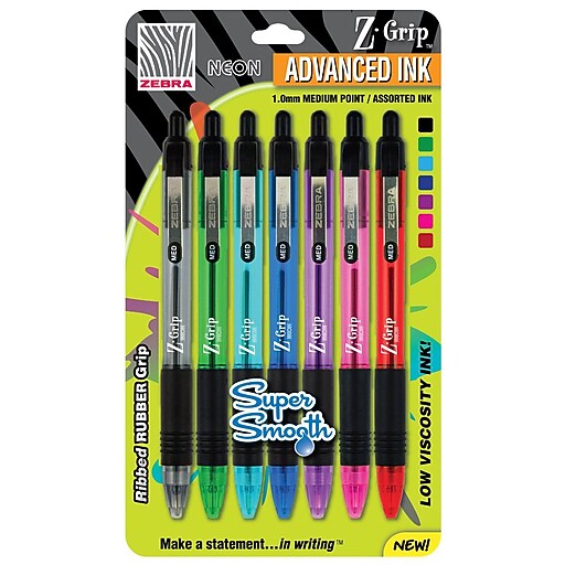 Zebra Pen ZGrip Neon Retractable Ballpoint Pen, 1.0mm Medium Point