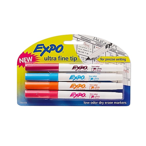 Expo Low-Odor Dry-Erase Marker, Ultra Fine Point, Black - 4 pack