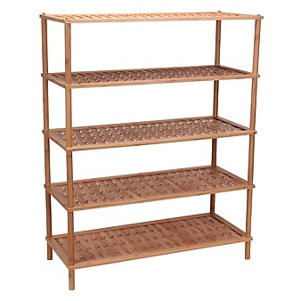 Household Essentials Bamboo 5-Tier Shoe Rack, Basket Weave (2179-1)