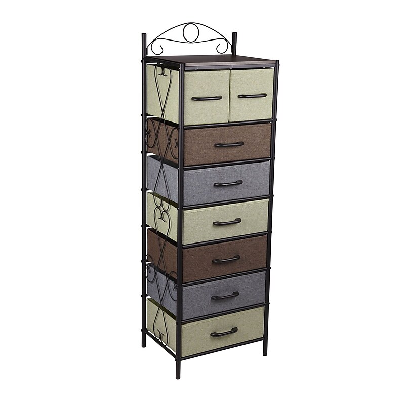 Household Essentials 8-Drawer Tower, Black/Brown/Green/Blue (8044-1) image 1