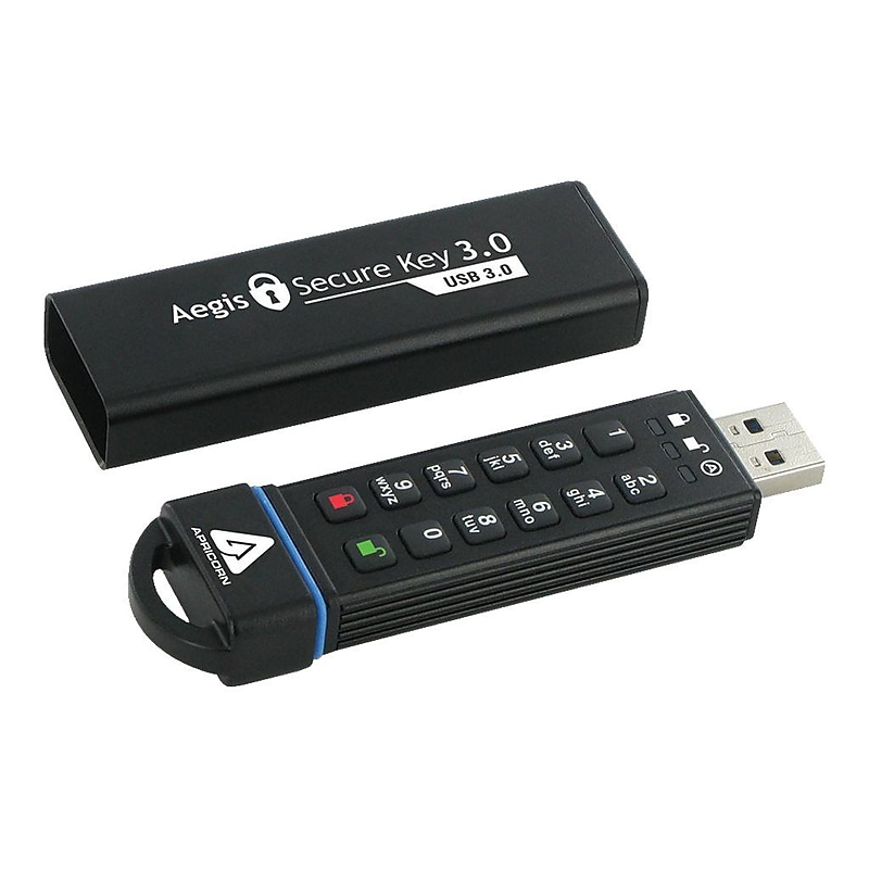 Apricorn Aegis Secure Key 480GB USB 3.0 Type A Flash Drive, Black (ASK3-480GB) image 1