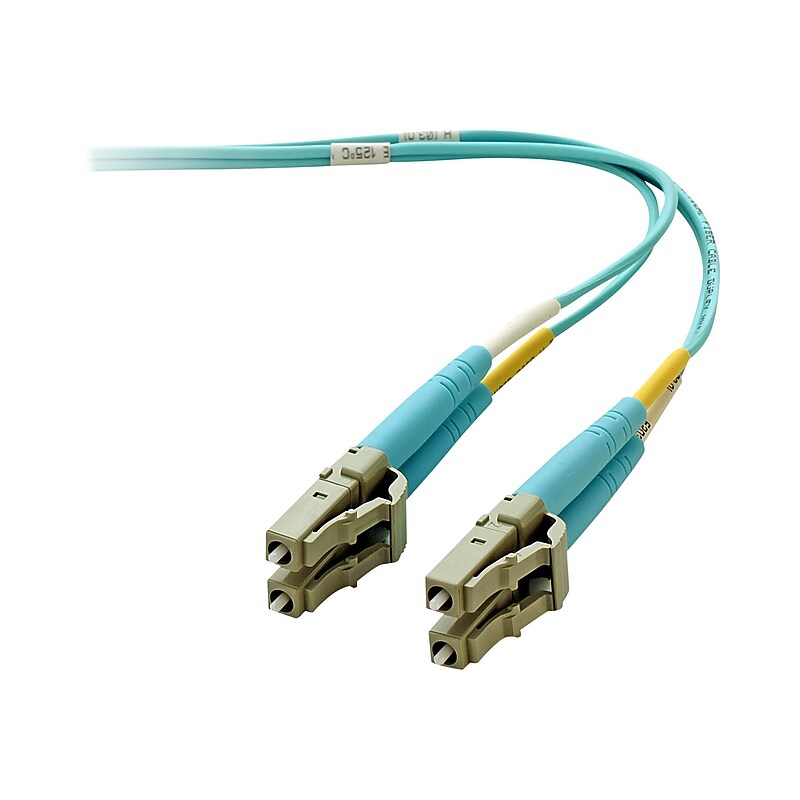 Belkin™ F3F004-03M 10' LC Male/Male Laser Optimized Multi-Mode Fiber Optic Duplex Patch Cable, Aqua image 1
