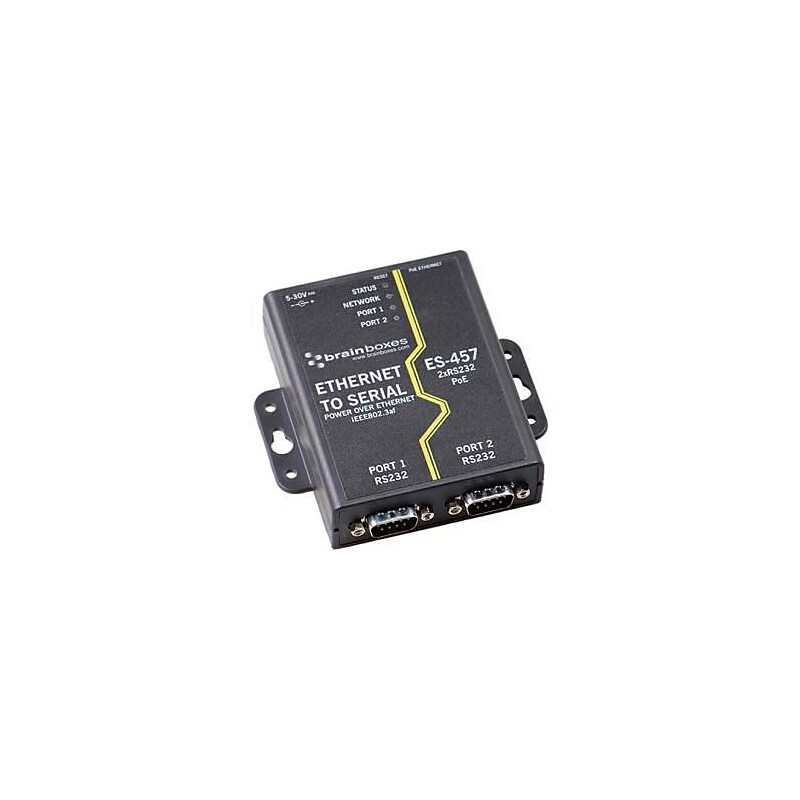 Brainboxes 2-Port (ES-457) RS232 PoE Ethernet-to-Serial Device Server image 1