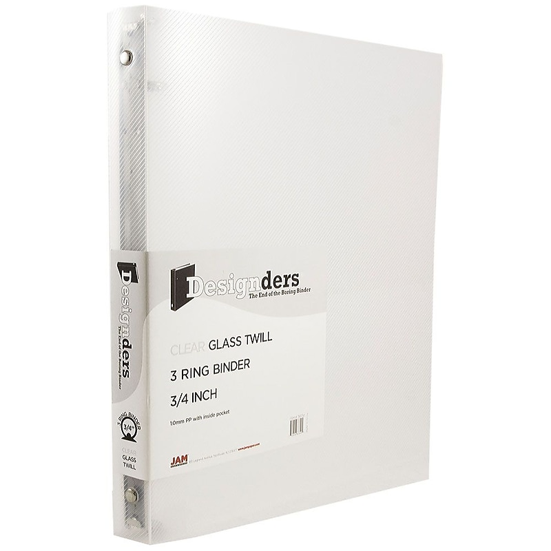 JAM Paper Designders 3/4" 3-Ring Flexible Poly Binders, Clear Glass Twill (7525644) image 1