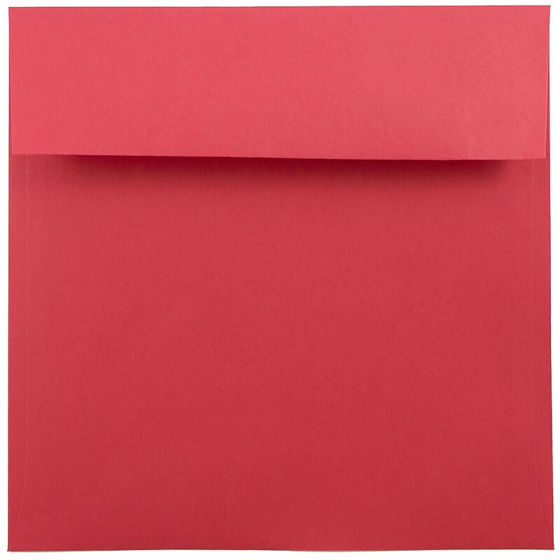 JAM Paper 7.5 x 7.5 Square Colored Invitation Envelopes, Red Recycled, 50/Pack (2792291I) image 1
