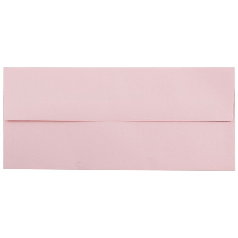 JAM Paper Open End #10 Business Envelope, 4 1/8" x 9 1/2", Baby Pink, 50/Pack (2155777I) image 1
