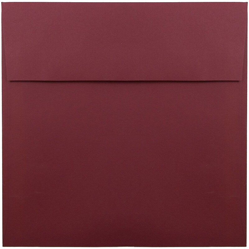 JAM Paper 8.5 x 8.5 Square Invitation Envelopes, Dark Red, Bulk 250/Box (31511323H) image 1