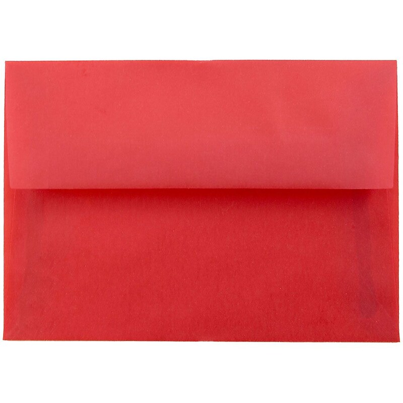 JAM Paper 4Bar A1 Translucent Vellum Invitation Envelopes, 3.625 x 5.125, Primary Red, Bulk 250/Box (1591618H) image 1