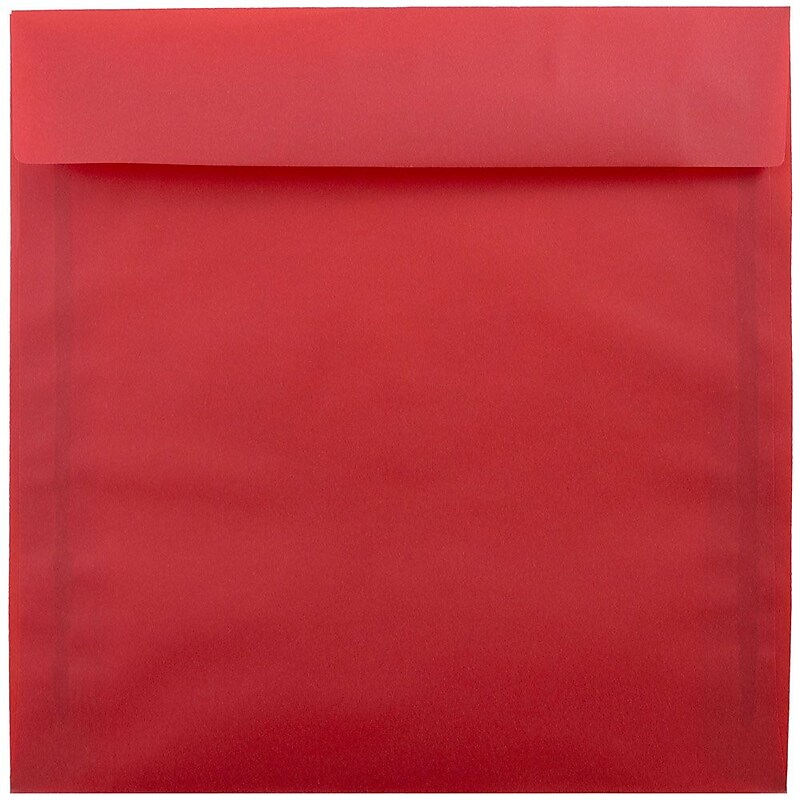 JAM Paper 8.5 x 8.5 Square Translucent Vellum Invitation Envelopes, Primary Red, 25/Pack (1592165) image 1