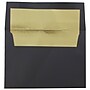 JAM Paper A6 Foil Lined Invitation Envelopes, 4.75 x 6.5, Black Linen with Gold Foil, 25/Pack (3243678)~#|#~m002934337_sc7