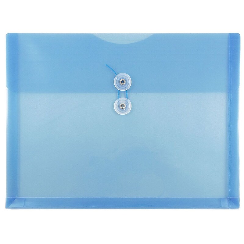 JAM Paper® Plastic Envelopes with Button and String Tie Closure, Letter Booklet, 9.75 x 13, Blue, 12/Pack (218B1BU) image 1