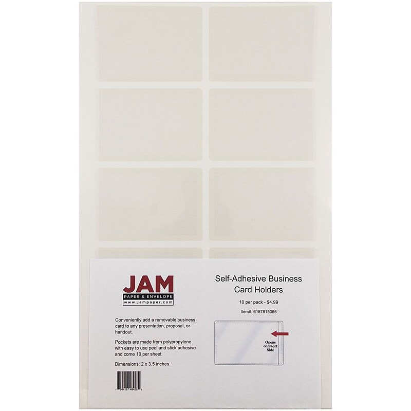 JAM Paper® Self-Adhesive Business Card Holders, 2 x 3 1/2, Clear, 24 Label Pockets/Pack (2187815065) image 1