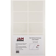 JAM Paper® Self-Adhesive Business Card Holders, 2 x 3 1/2, Clear, 30 Label Pockets/Pack (6187815065B)