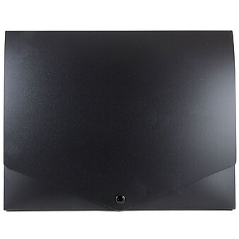 JAM Paper® Plastic Portfolio with Snap Closure, Medium, 10 x 12 1/2 x 3/4, Black, Sold Individually (2000027)