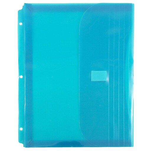 JAM Paper Plastic 3 Hole Punch Binder Envelopes with Hook & Loop, 9.5 x ...