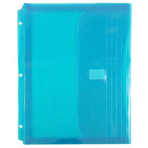JAM PAPER Plastic 3 Hole Punch Binder Envelopes with Zip Closure 6 x 9 1/2 12/Pack Clear #10 Wallet Booklet 
