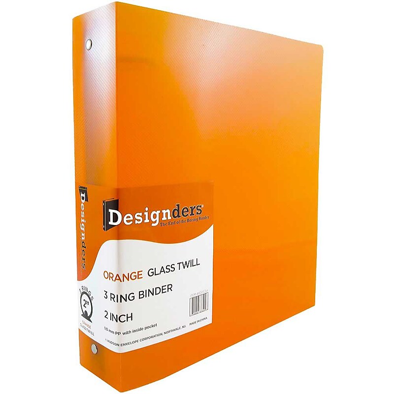 JAM Paper Designders 2" 3-Ring Flexible Poly Binders, Orange (820T2OR) image 1