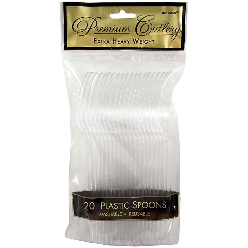 JAM Paper® Premium Utensils Party Pack, Plastic Spoons, Clear, 20 Disposable Spoons/Box (2255820745) image 1