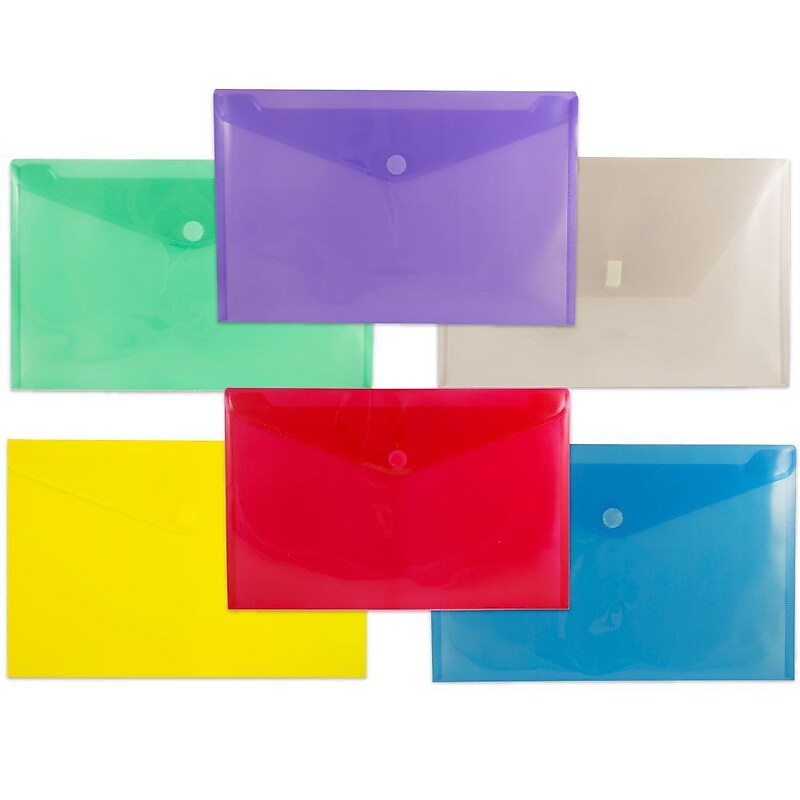 Jam Paper Hook & Loop Plastic File Pocket, Legal Size, Assorted, 6/Pack (2358bgprysm) image 1