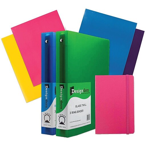 JAM Paper® Back To School Assortments, Pink, 4 Glossy Folders, 2 1.5