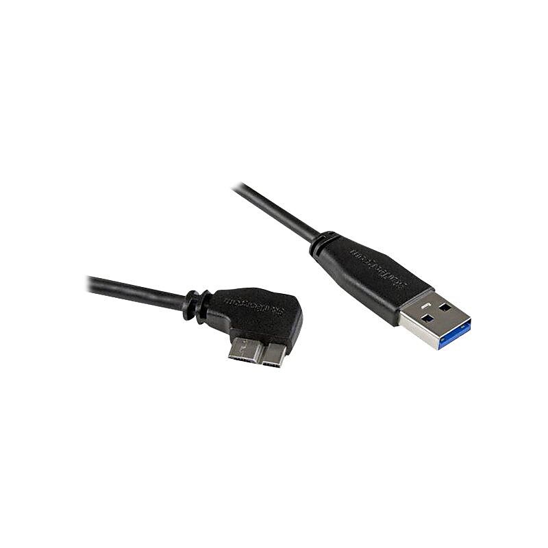 StarTech 0.5m 20" Slim Micro USB 3.0 Cable - M/M - USB 3.0 A to Right-Angle Micro USB - USB 3.1 Gen 1 (5 Gbps) image 1