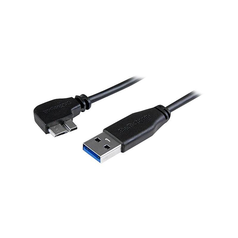 StarTech 2m 6 ft Slim Micro USB 3.0 Cable - M/M - USB 3.0 A to Left-Angle Micro USB - USB 3.1 Gen 1 (5 Gbps) image 1