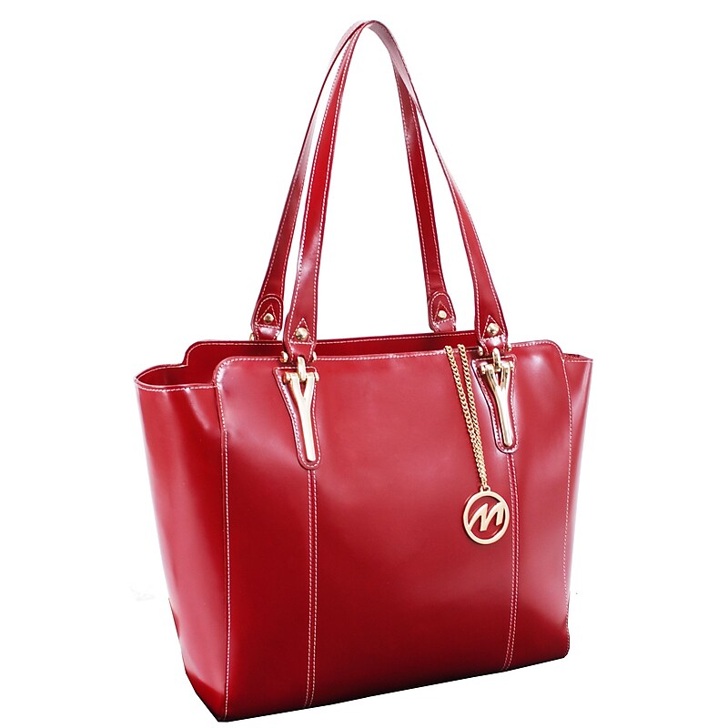 McKlein M Series ALICIA Genuine Leather Ladies' Tote with Tablet Pocket, Red (97516) image 1