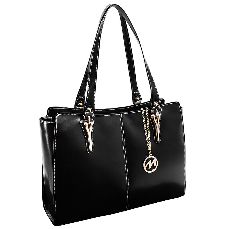 McKlein M Series, GLENNA, Genuine Cowhide Leather, Ladies' Tote with Tablet Pocket, Black (97555) image 1